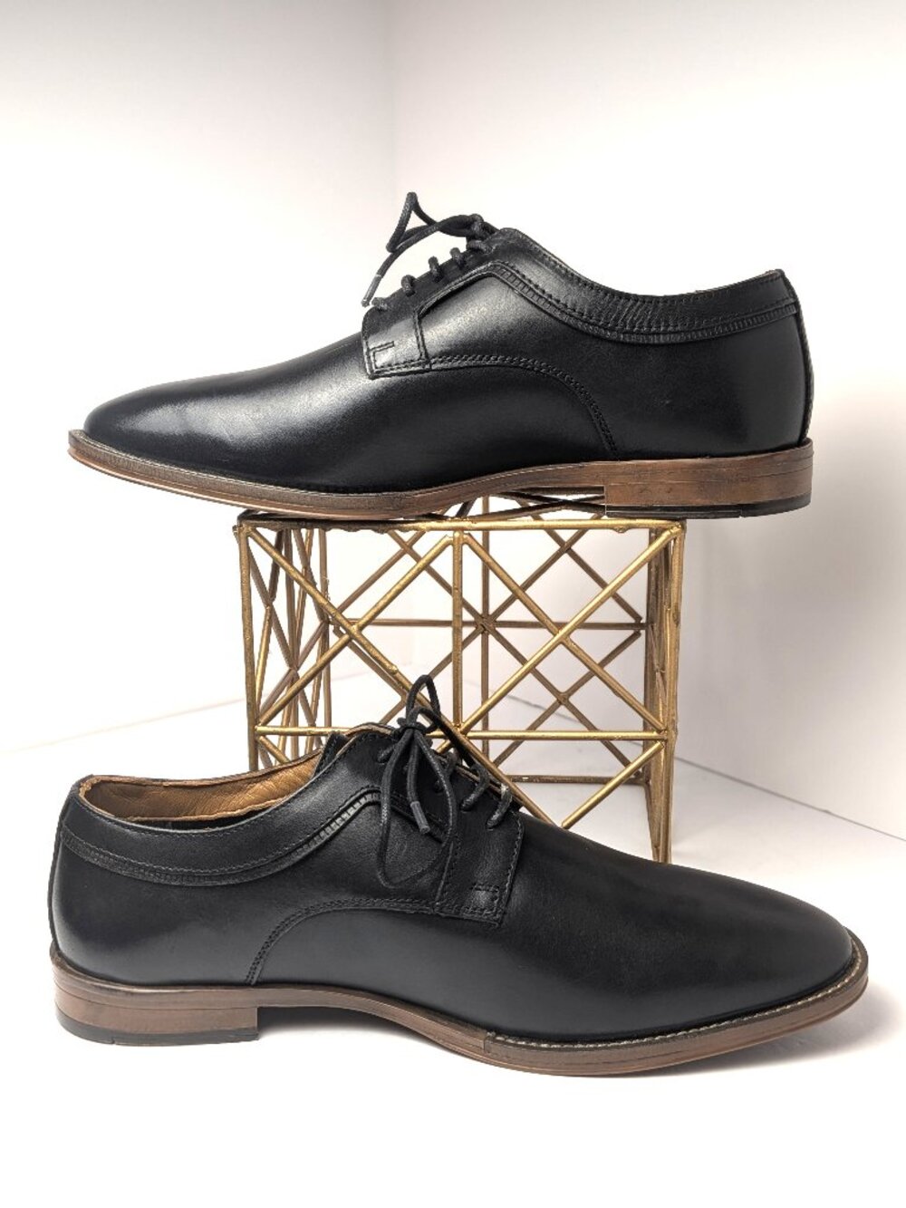 Franco Fortini Bradley Black Leather Oxford Dress Shoes Men's 8 NWOB